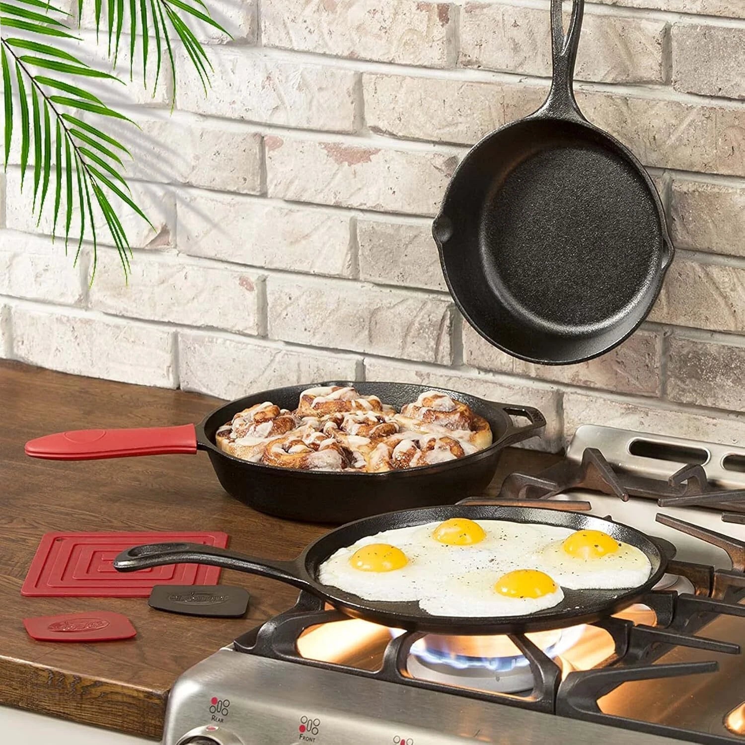 Pre-Air-Dried Cast Iron Skillet 3-Piece Set | 6“, 8” and 10” Cast Iron Skillets 07FC0E-D4 - KOEEK