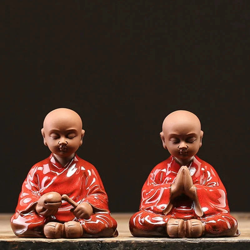 8.8cm Purple Clay Handmade Little Monk Zen Tea Pet Kung Fu Home Decoration 07FC0E-D4 - KOEEK