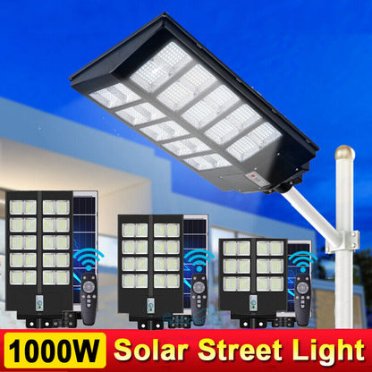 new 990000000000LM 1000W Watts Commercial Solar Street Light Parking Lot Road Lamp