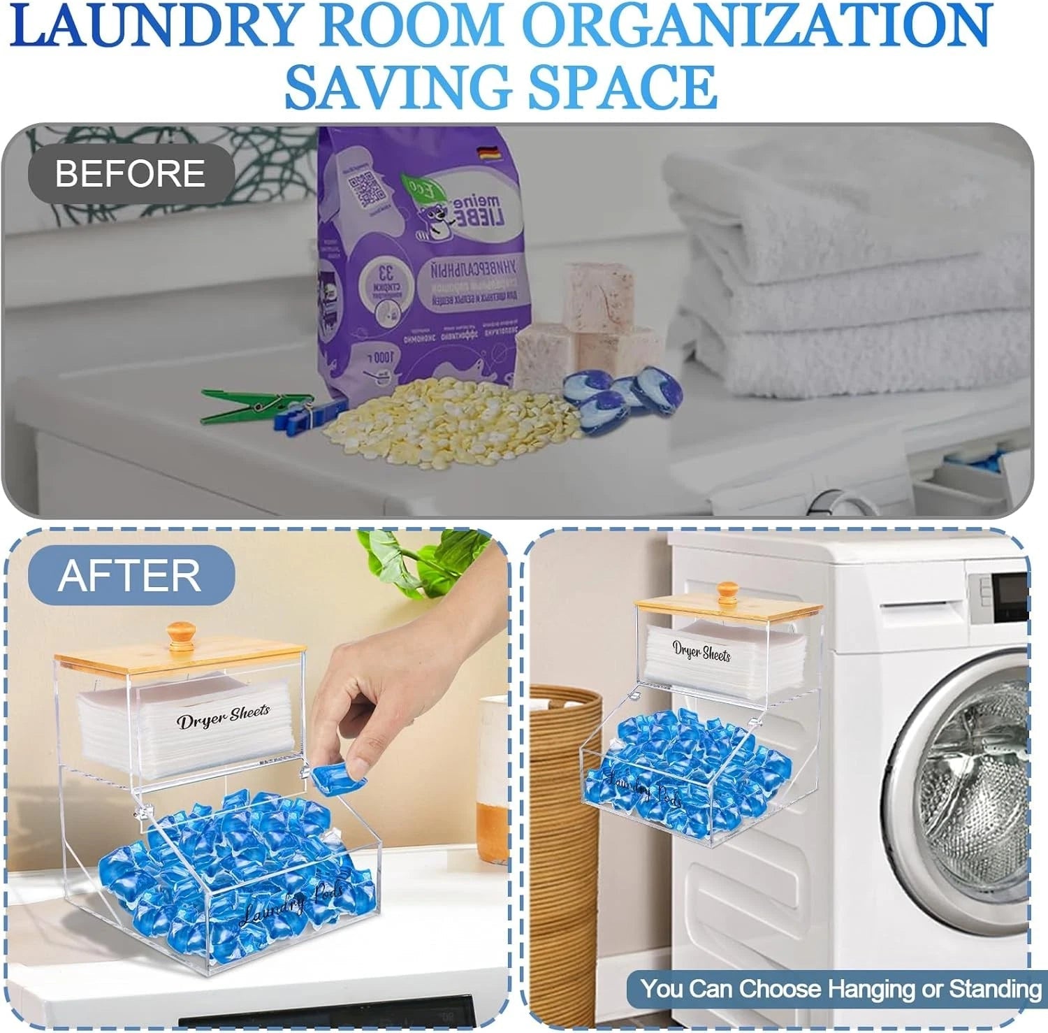 laundry detergent pod container and dryer sheet holder,acrylic dryer sheets 07FC0E-D4 - KOEEK