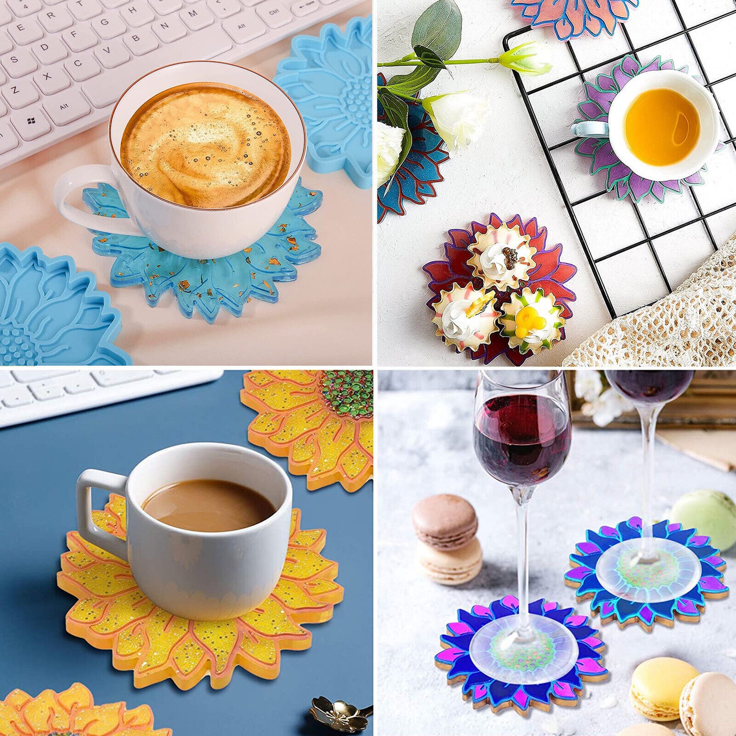 Silicone Sunflower Coaster Resin Mold Epoxy Casting Making Mould DIY Craft Tool koeek - KOEEK