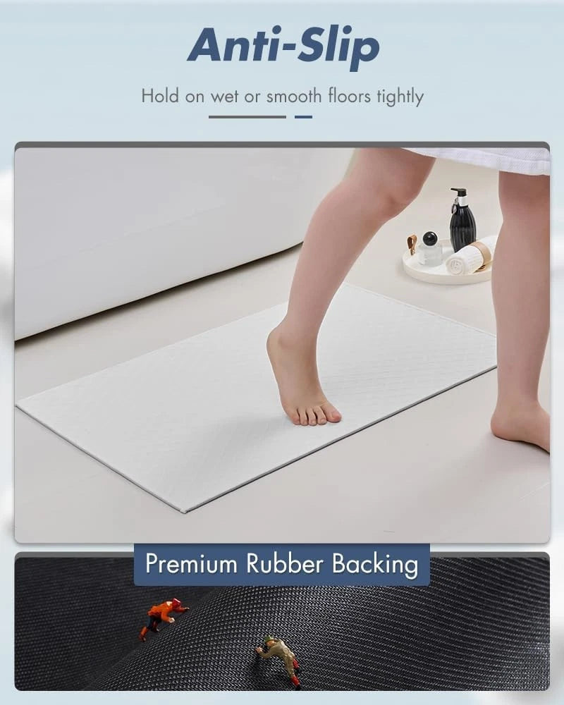 Ultra-thin bathroom mat (16 inches × 24 inches, white) 07FC0E-D4 - KOEEK