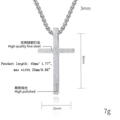 Mens Womens Stainless Steel Matte Cross Pendant w/ Necklace Chain 23.6" 07FC0E-D4 - KOEEK
