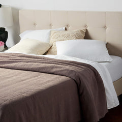 new Eddie Bauer Home Herringbone Collection Blanket- Cotton, Queen, Mushroom EDDIE BAUER - KOEEK
