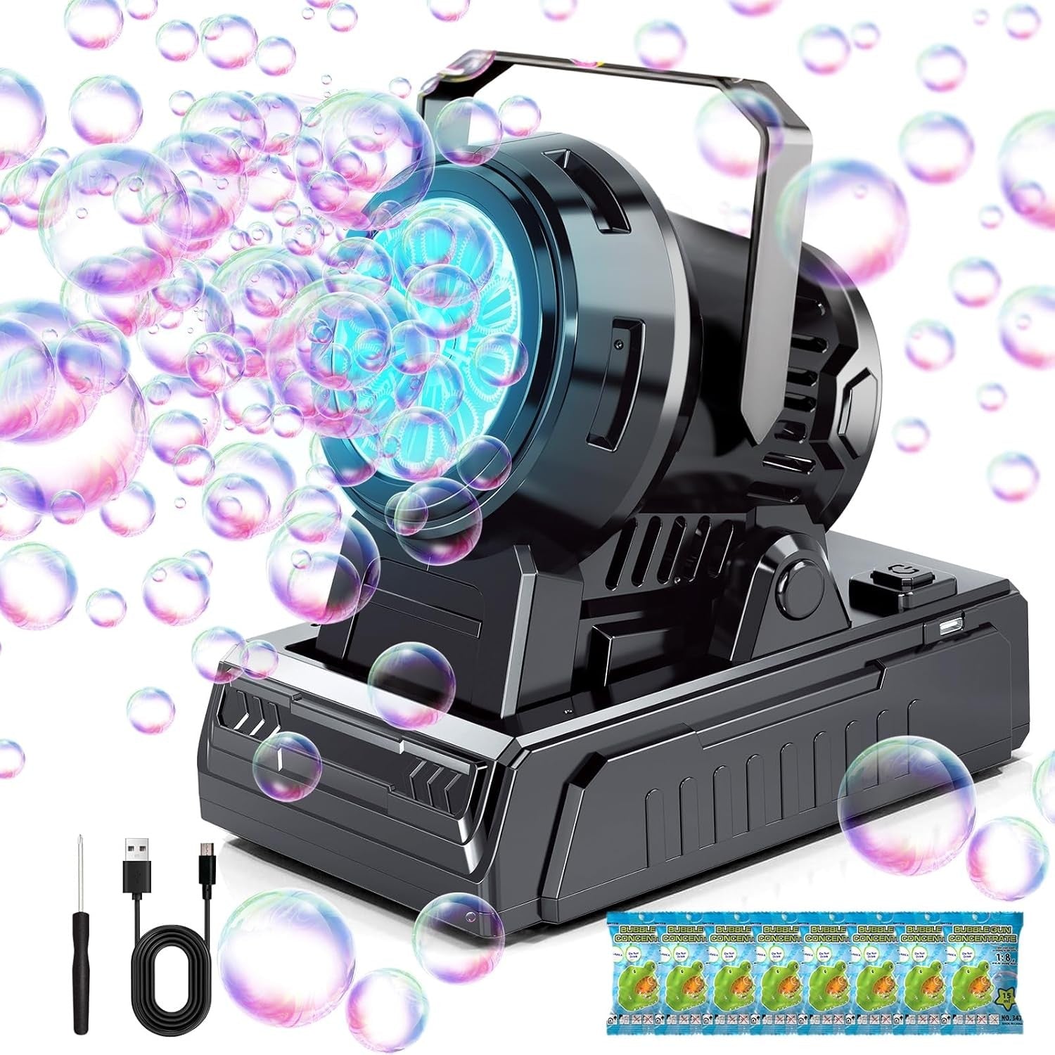 new Bubble Machine – 10-Hole Automatic Blower, 20000+ Bubbles Per Minute,... 07FC0E-D4 - KOEEK