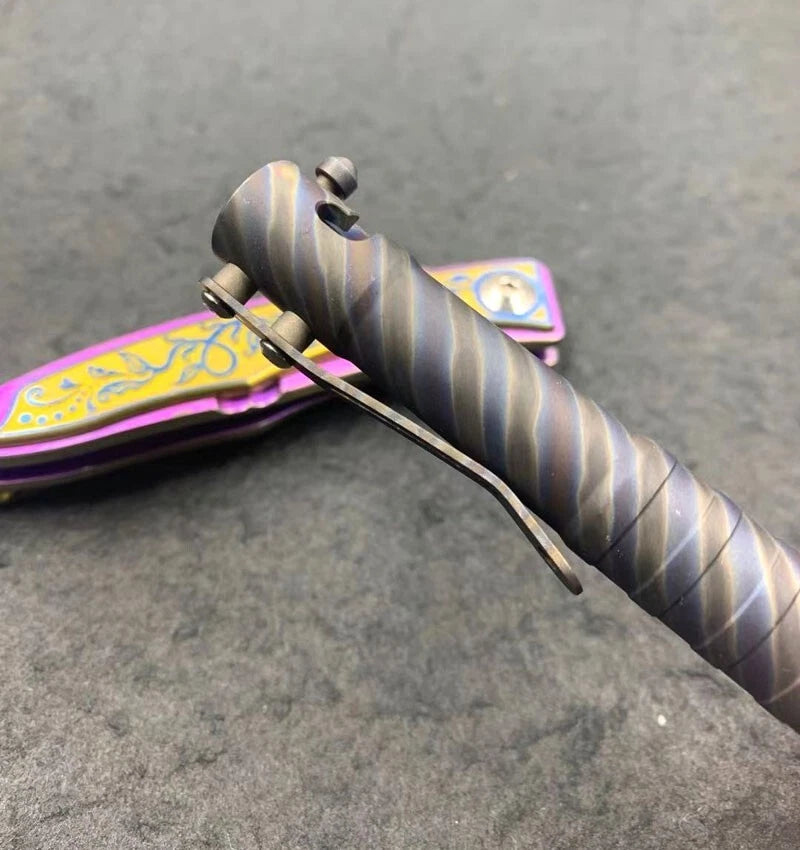 Titanium Alloy Flame Practical Pocket Ball Pen Portable Signature Pen EDC 07FC0E-D4 - KOEEK