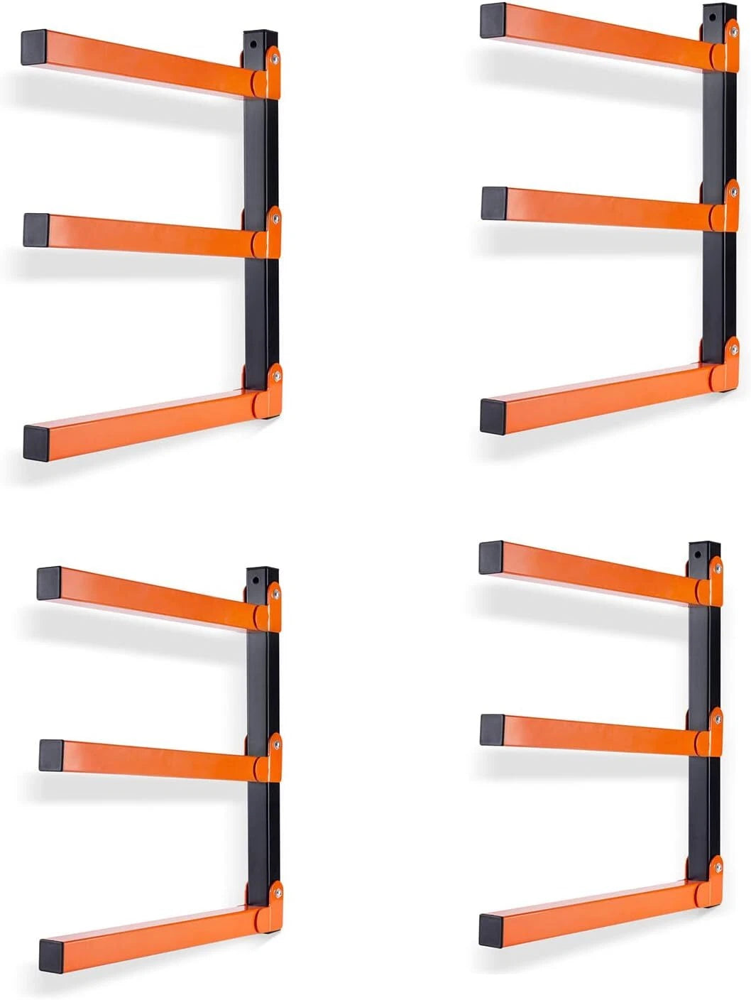 Wall Mount Wood Organizer and Lumber Storage Metal Rack with 3-Level,4 Pack 07FC0E-D4 - KOEEK