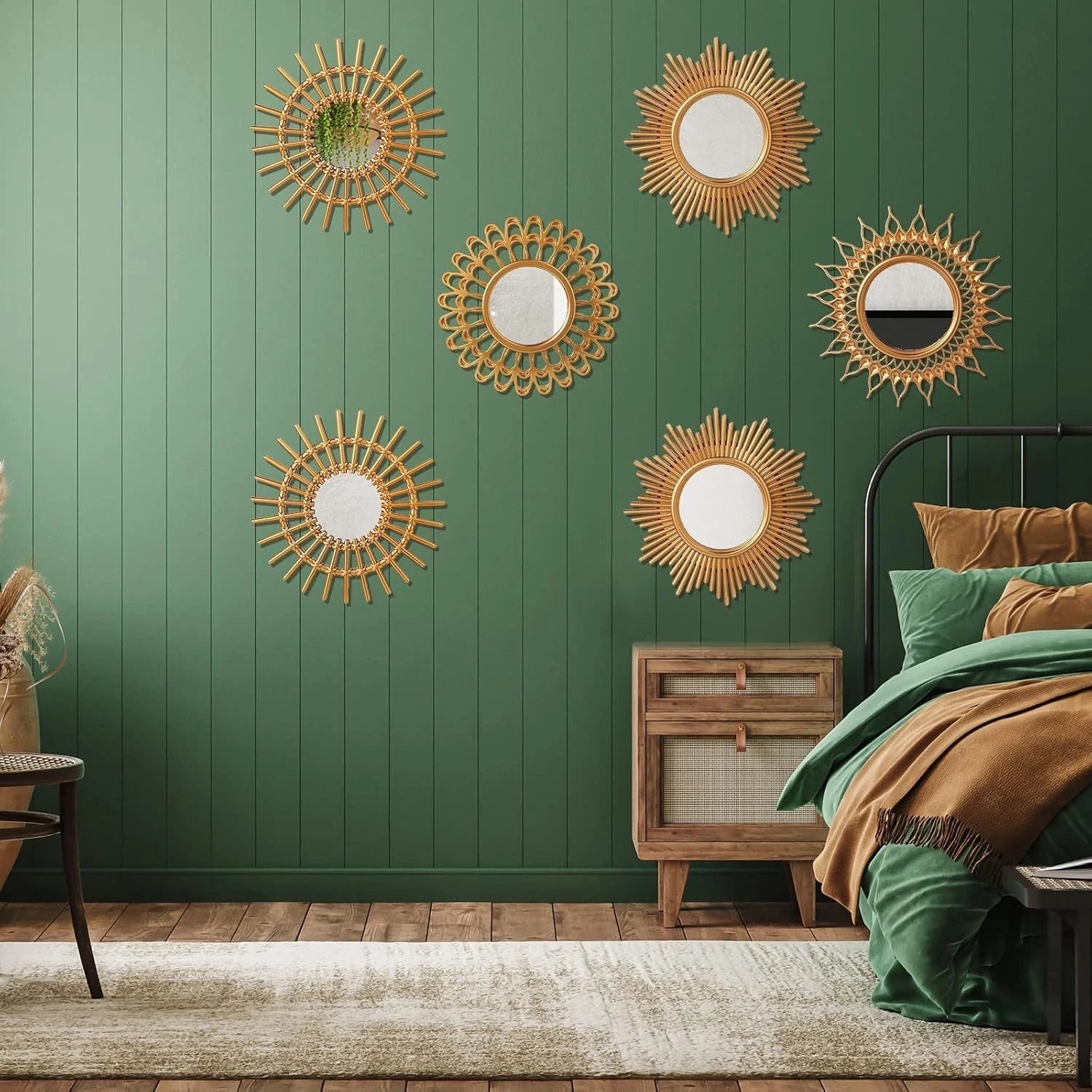 6 Pcs Decorative Mirrors - Small Circle Sun Mirrors for Wall Art - Entryway 07FC0E-D4 - KOEEK