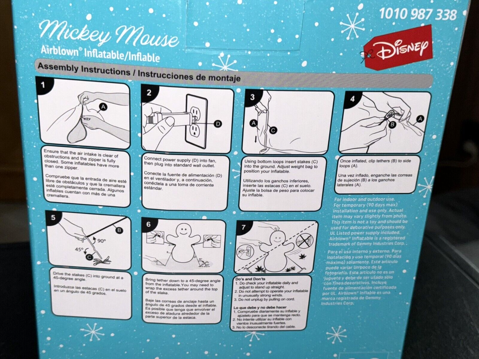 2 Lot - 3.5' DISNEY MICKEY MINNIE CHRISTMAS AIRBLOWN INFLATABLE LIGHT GEMMY GEMMY - KOEEK