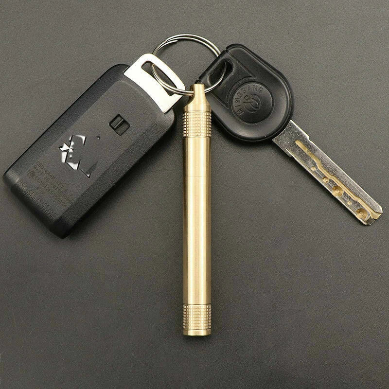 Brass Case Titanium Toothpick set Keychain Waterproof Box Cigarette Container 07FC0E-D4 - KOEEK