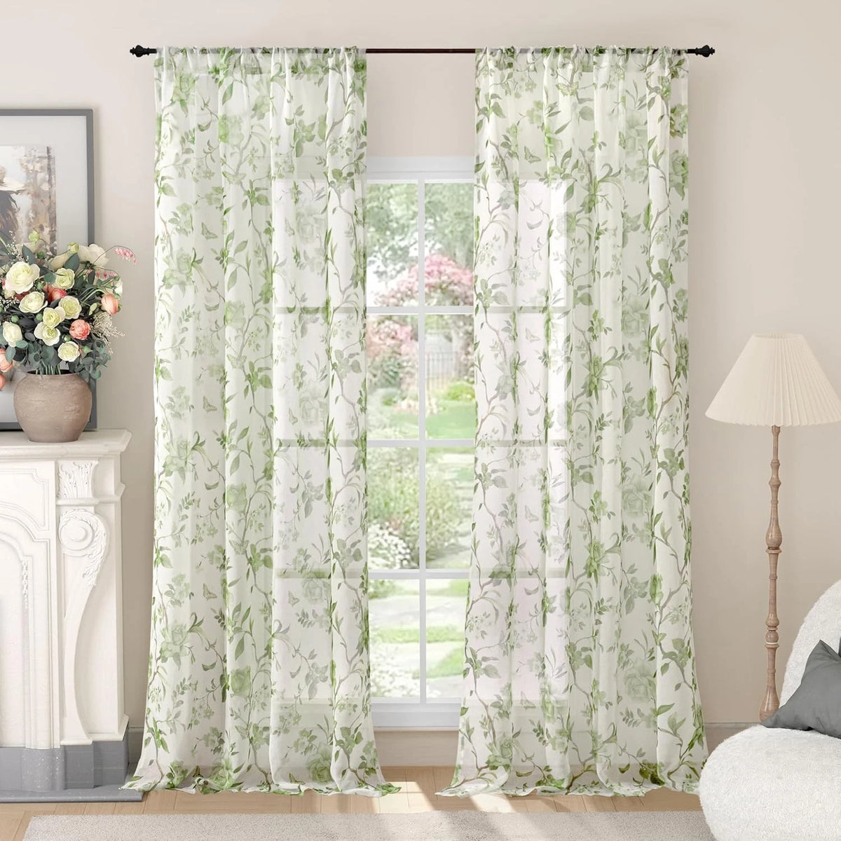 Sage green living room curtains, length 96 inches, 2 panels