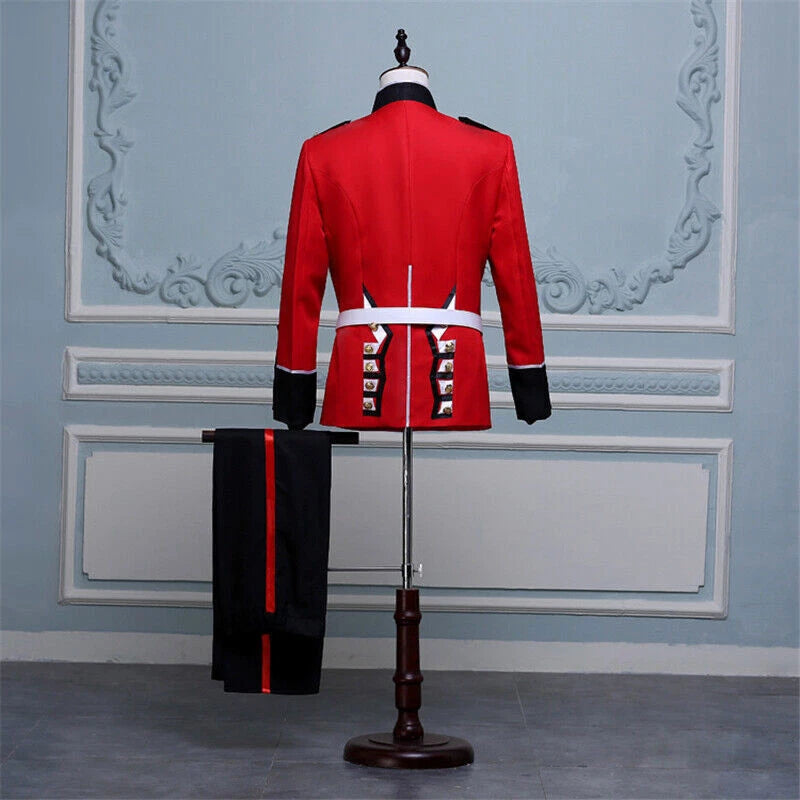 UK Royal Guard Clothing Red Military Uniform Hats Cosplay Men Palace Party Show 07FC0E-D4 - KOEEK
