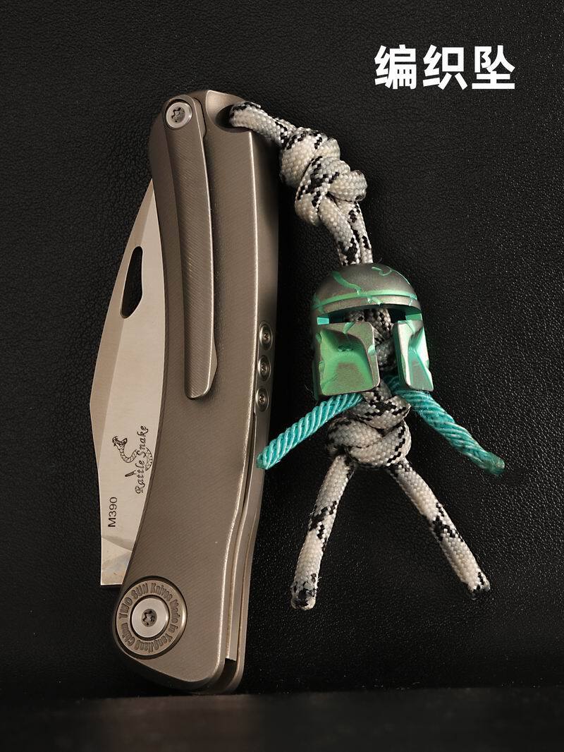 Titan Alloy Paracord Bead Knife Pendant EDC DIY Accessories Mandalorian Helmet 07FC0E-D4 - KOEEK