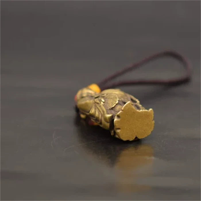 1.5" Brass Laughing Maitreya Buddha Statue Blessing Pendant Chain Buddha Amulet 07FC0E-D4 - KOEEK