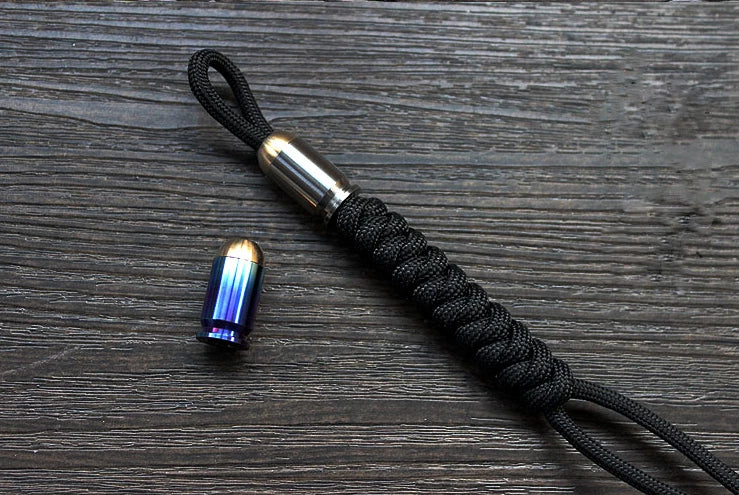 Bullet Shape Titanium Brass Lanyard Bead Knife Paracord Pendant Bracelet DIY EDC 07FC0E-D4 - KOEEK