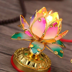 2pcs 4.7" Buddhist Colorful Temple Shrine Light Prayer Worship Buddha Lotus Lamp 07FC0E-D4 - KOEEK