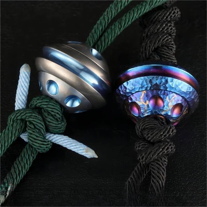 EDC Titanium Knife Lanyard Bead Paracord DIY Necklace Pendant Fidget Spinner Toy 07FC0E-D4 - KOEEK