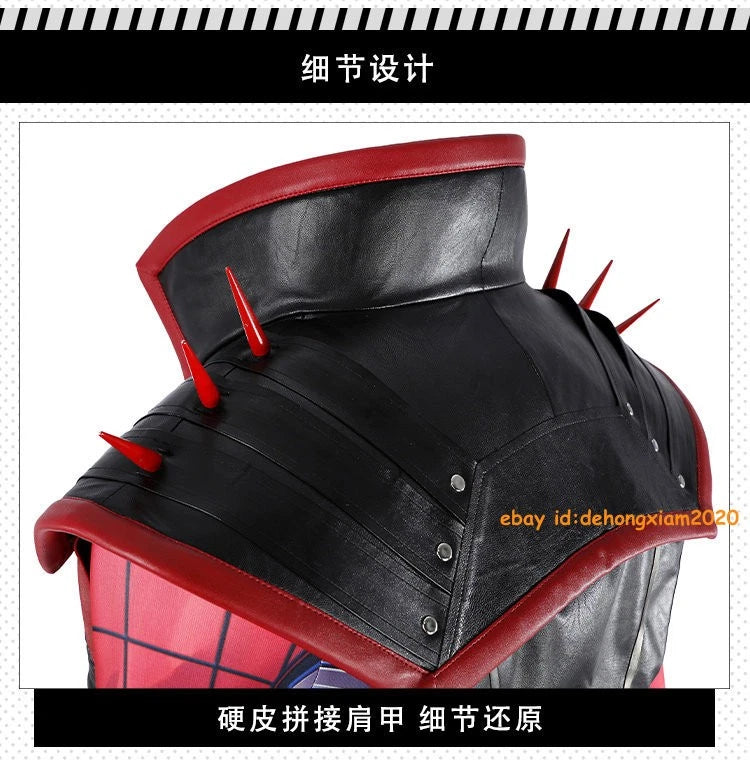 Marvel Rivals Spider-punk Costume Cosplay Jumpsuit Halloween Carnival Outfit 07FC0E-D4 - KOEEK