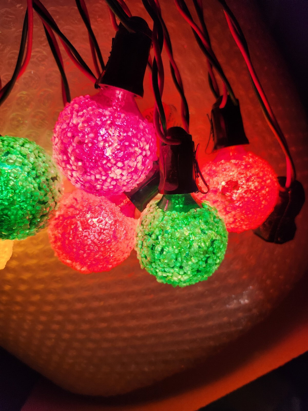 6 Vintage Ice Frosted Sugar Snowball Christmas Round Light Bulbs C7 USA Tested 07FC0E-D4 - KOEEK