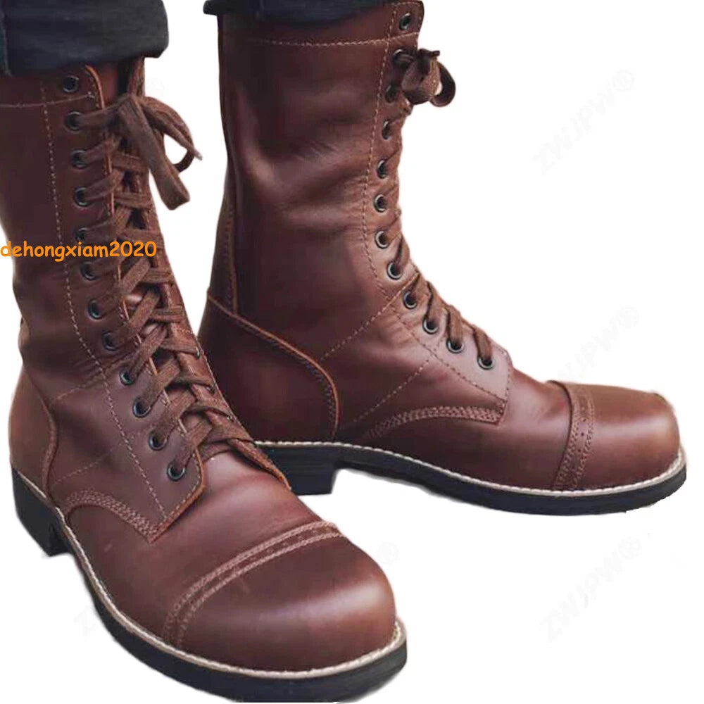 M1942 WWII US Army 101/82 Cos Shoes Long Boots Cowhide Boots Retro Hiking Boots 07FC0E-D4 - KOEEK