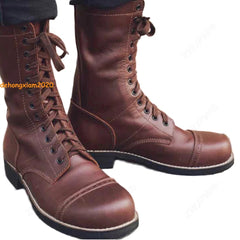 M1942 WWII US Army 101/82 Cos Shoes Long Boots Cowhide Boots Retro Hiking Boots 07FC0E-D4 - KOEEK