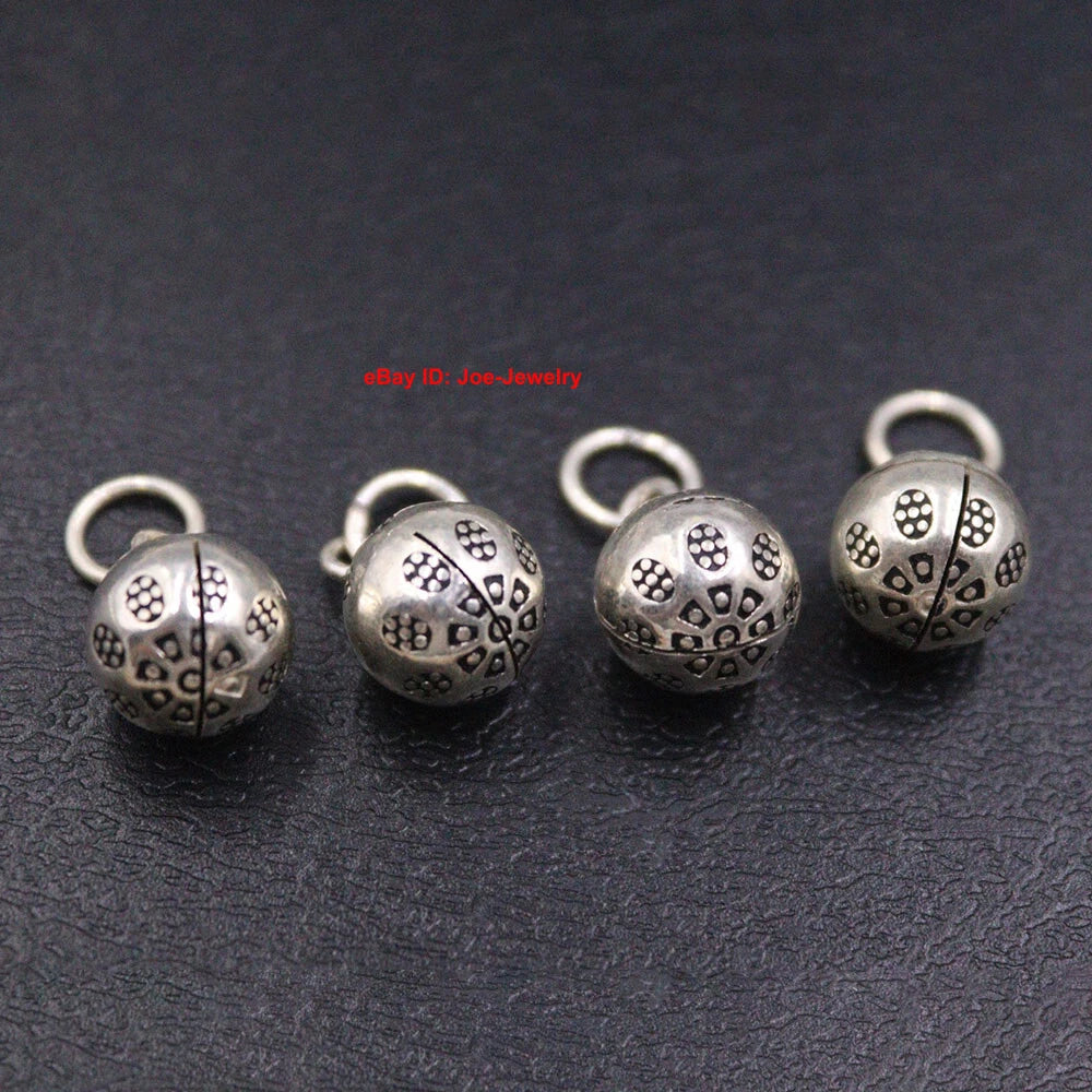 2pcs  925 Sterling Silver Small Bell Pendant 17m L Wholesale Make a sound 07FC0E-D4 - KOEEK