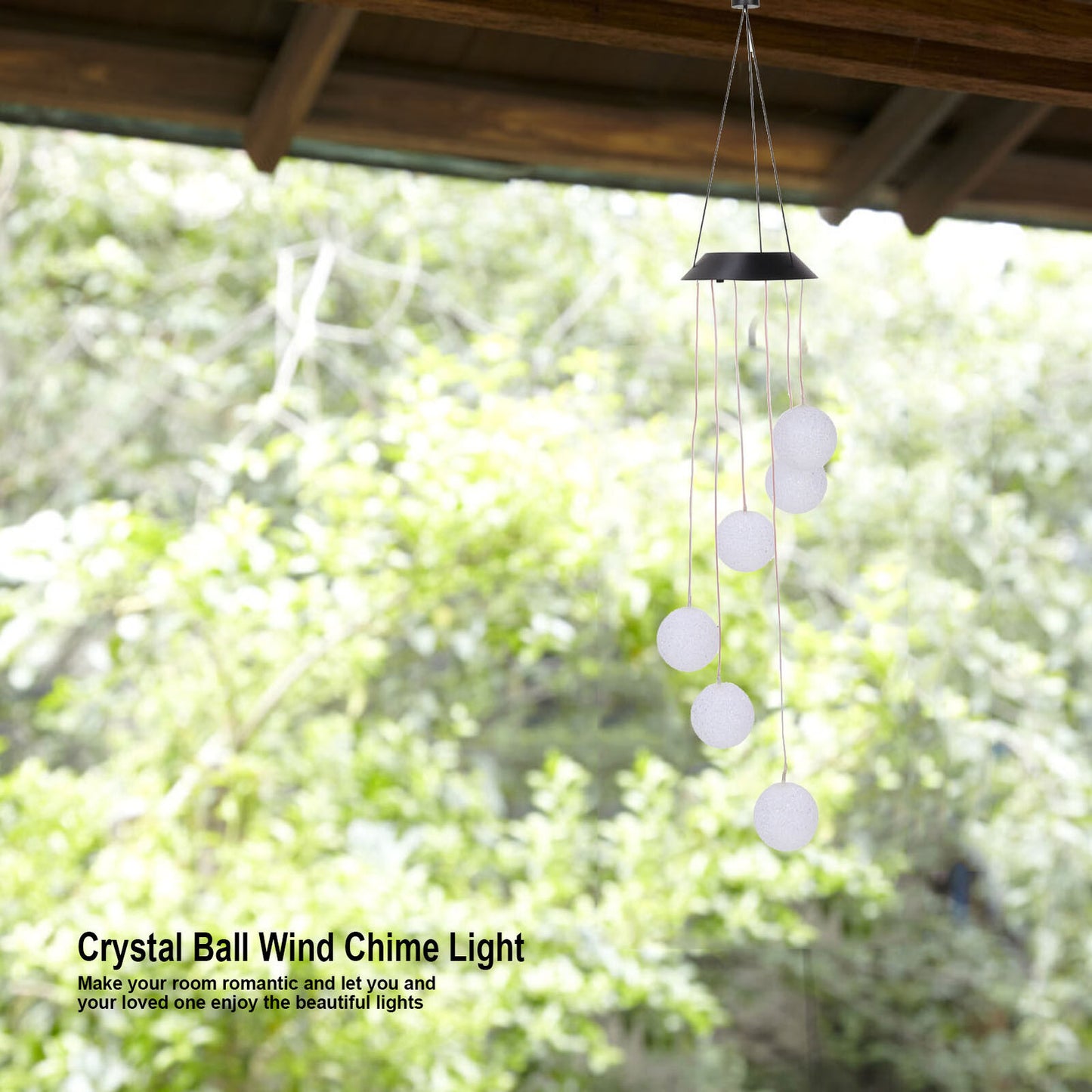 new Solar Crystal Ball Wind Chimes Light 100LM IP45 Waterproof Decorative Lamp For I koeek - KOEEK