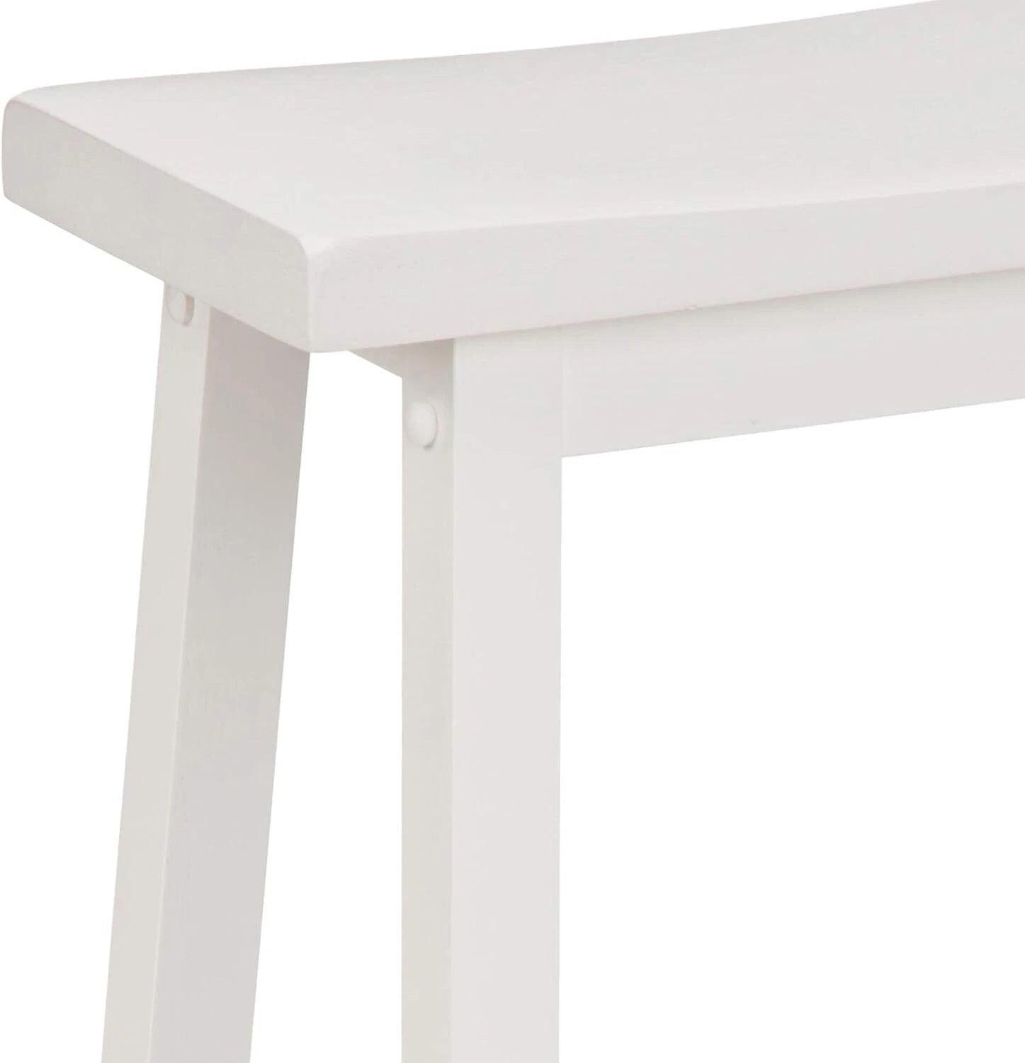 Solid Wood Saddle Seat Kitchen Island Counter Bar Stools White - Set of 2 07FC0E-D4 - KOEEK
