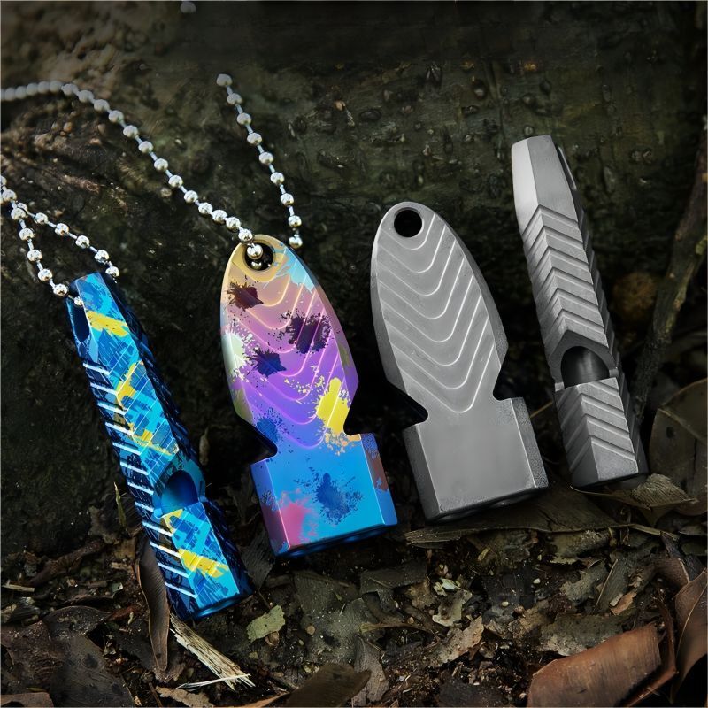 Titanium Emergency Whistle EDC Safety Survival Whistle Outdoor Pet Training Gift 07FC0E-D4 - KOEEK