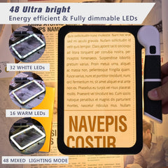 new Magnifying Glass with Light, Page 5X Folding Handheld Rectangular Black 07FC0E-D4 - KOEEK