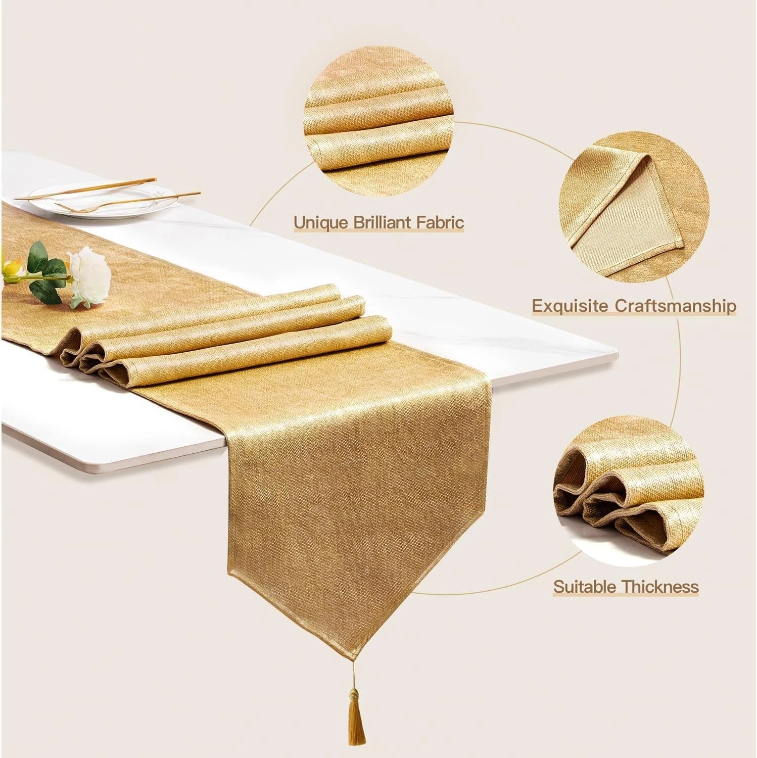 Table Runner with Tassels Machine Washable Luxury Home Decorative Dresser Scarve 07FC0E-D4 - KOEEK