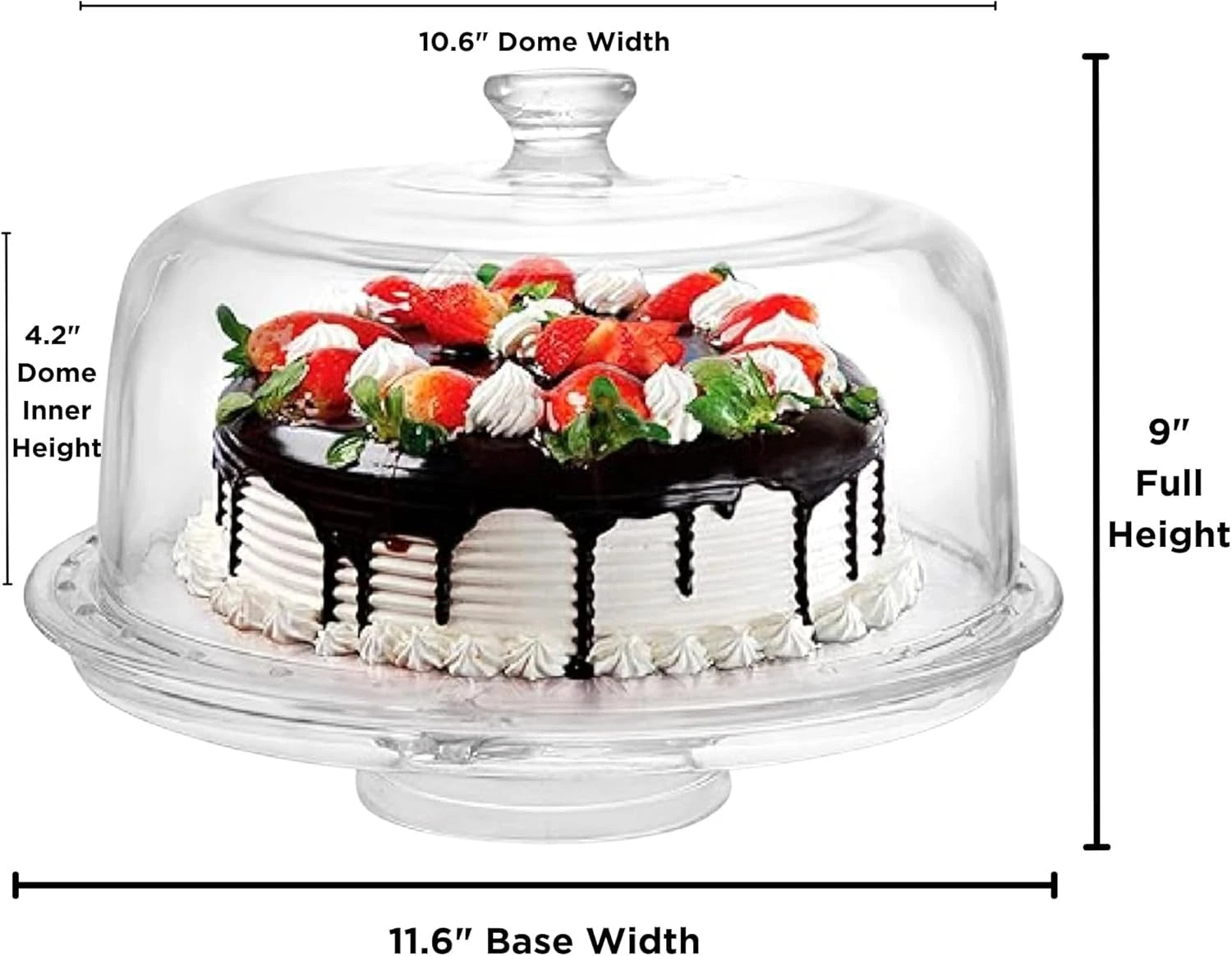(12") 6 in 1 Acrylic Cake Stand with Dome Lid Multifunctional Serving Plate 07FC0E-D4 - KOEEK