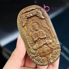 Green Sandalwood Handcarved 12 Zodiac Buddha Statue Guardian God Amulet Pendant 07FC0E-D4 - KOEEK