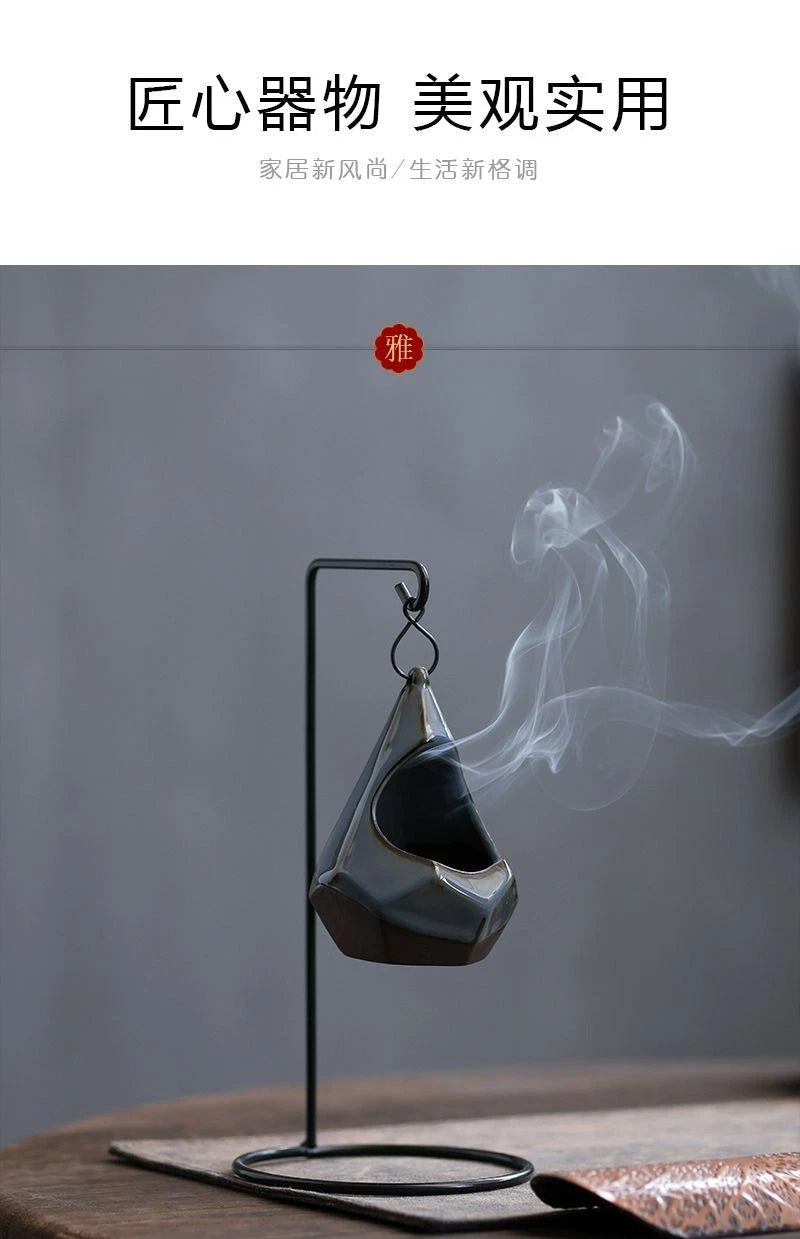 Hanging Ceramic Incense Burner Indoor Home Decor Zen Iron Art Aromatherapy 07FC0E-D4 - KOEEK