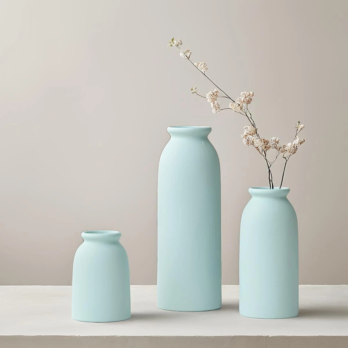 Ceramic Vase Set-3, Small Flower Vases for Decor, Modern Boho Farmhouse Style 07FC0E-D4 - KOEEK