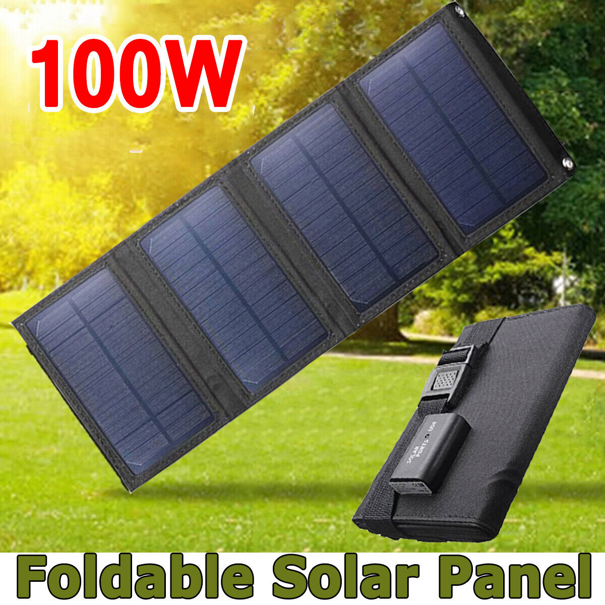 ny Bærbar 100W USB Folde Solpanel Oplader Solar Power Bank til mobiltelefon USA