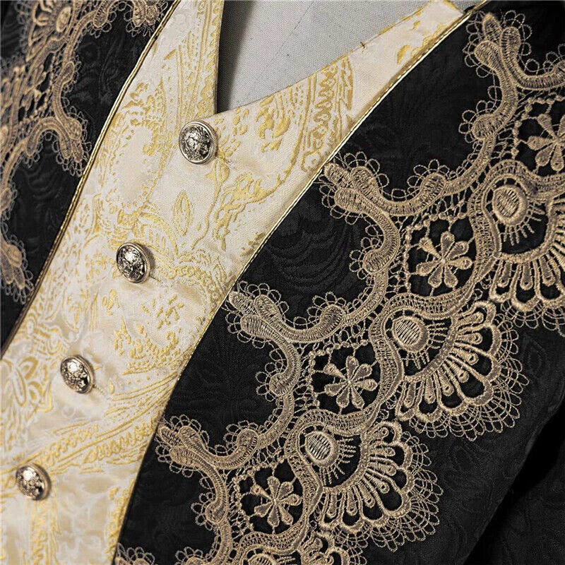 Medieval Mens Vintage Jacquard Jacke Gothic Coat Uniform Cosplay Costume Tuxedo 07FC0E-D4 - KOEEK