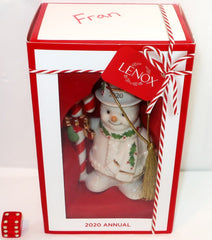Lenox 2020 Candy Cane Annual Snowman Christmas Ornament Gold Tassel Cord Dated LENOX - KOEEK