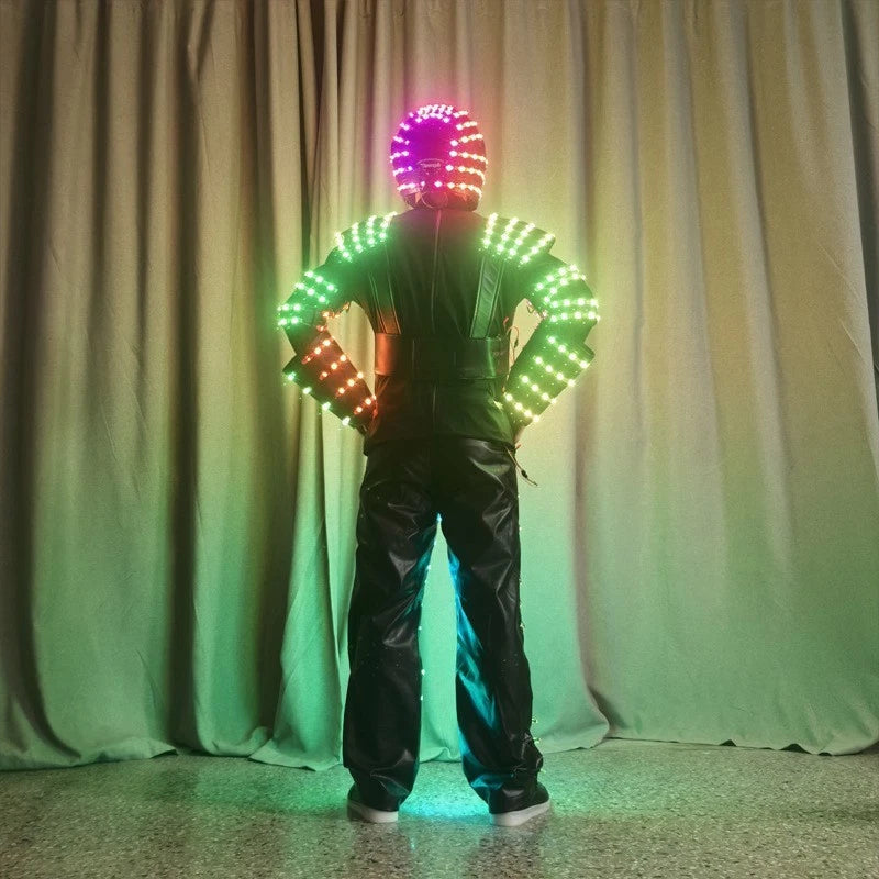 LED Robot 7 Colors Changing Luminous Armor Clothing Helmet Bar DJ Shows Costume 07FC0E-D4 - KOEEK