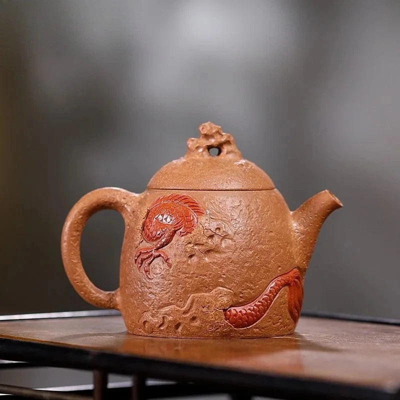 200ml Yixing Purple Clay Handcarved Dragon Qin Quan Tea Pot Tea Making Kettle 07FC0E-D4 - KOEEK