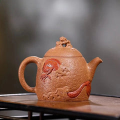 200ml Yixing Purple Clay Handcarved Dragon Qin Quan Tea Pot Tea Making Kettle 07FC0E-D4 - KOEEK