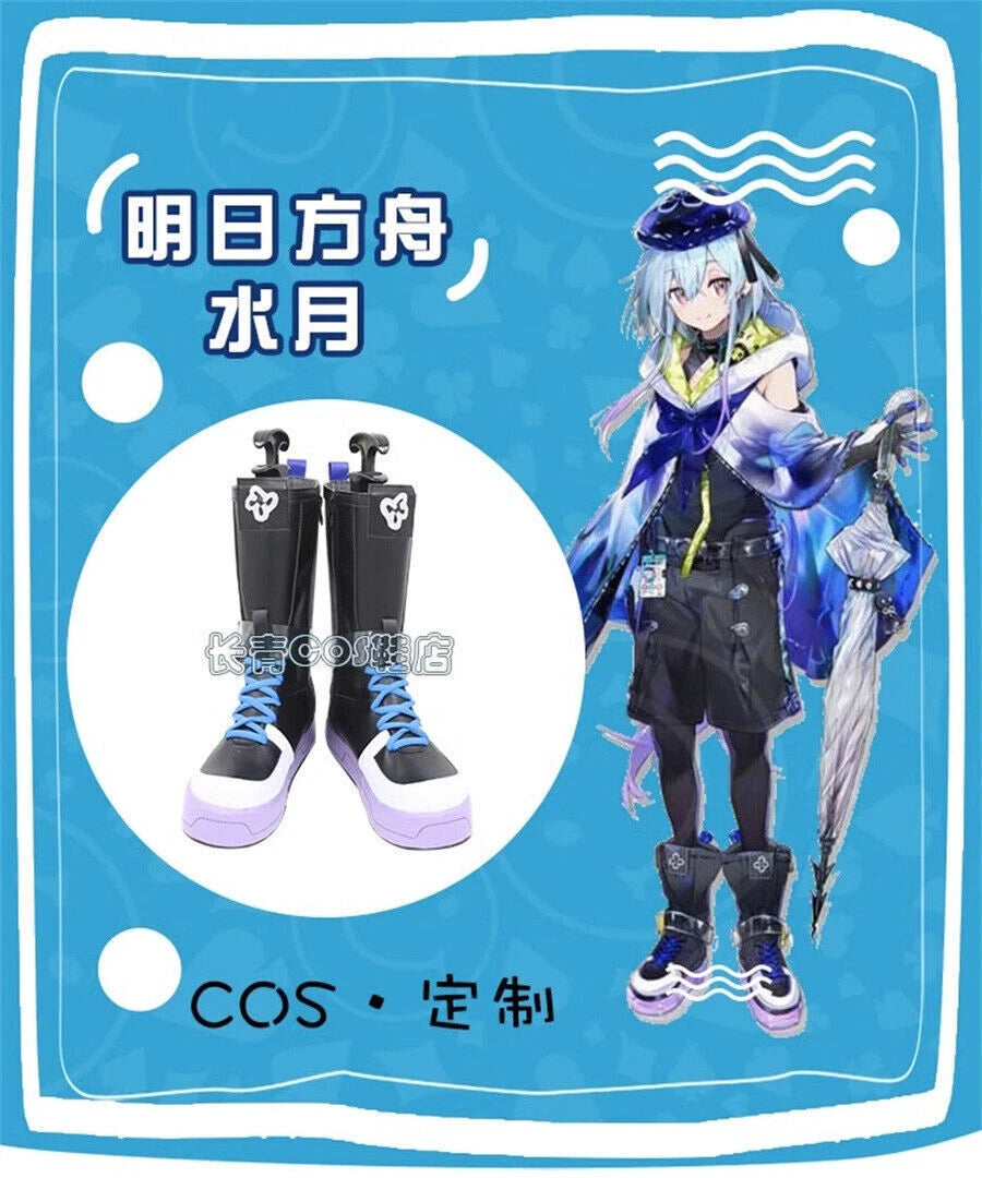 Anime Unisex Arknights Mizuki Cosplay PU Shoes Halloween Party Cos Long Boots 07FC0E-D4 - KOEEK