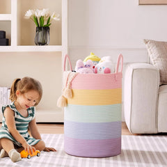 80L Extra Large Rainbow Baby Girls Hamper Laundry Basket for Kids Nursery Pastel 07FC0E-D4 - KOEEK