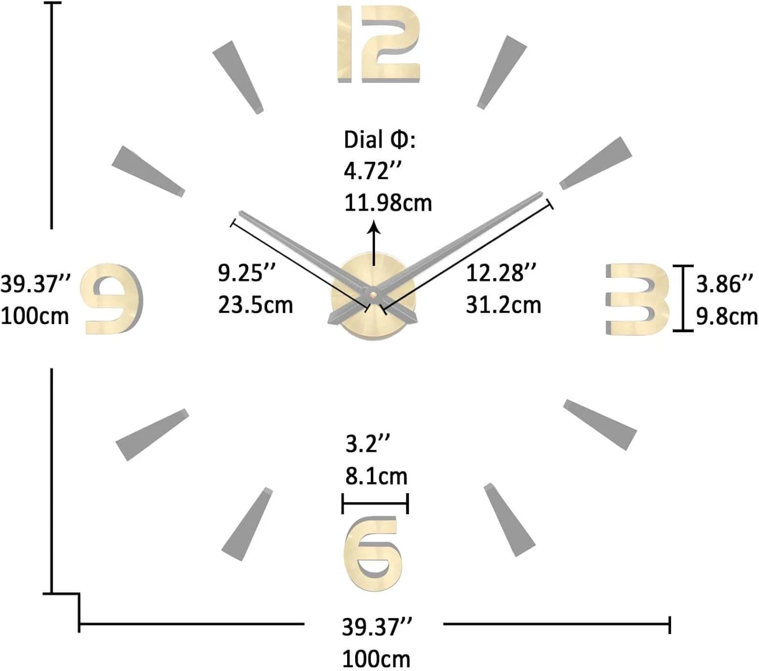 Wall Clock Oversized Wall Clock for Living Room Decor, Decorative Wall Clocks 07FC0E-D4 - KOEEK