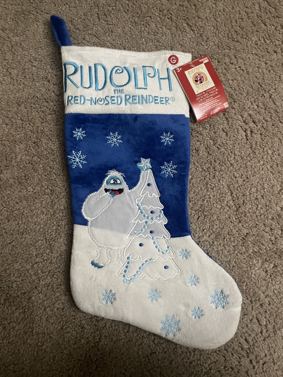 Abominable Snowman Rudolph Red-Nosed Reindeer 21" Gemmy Christmas Stocking READ GEMMY - KOEEK