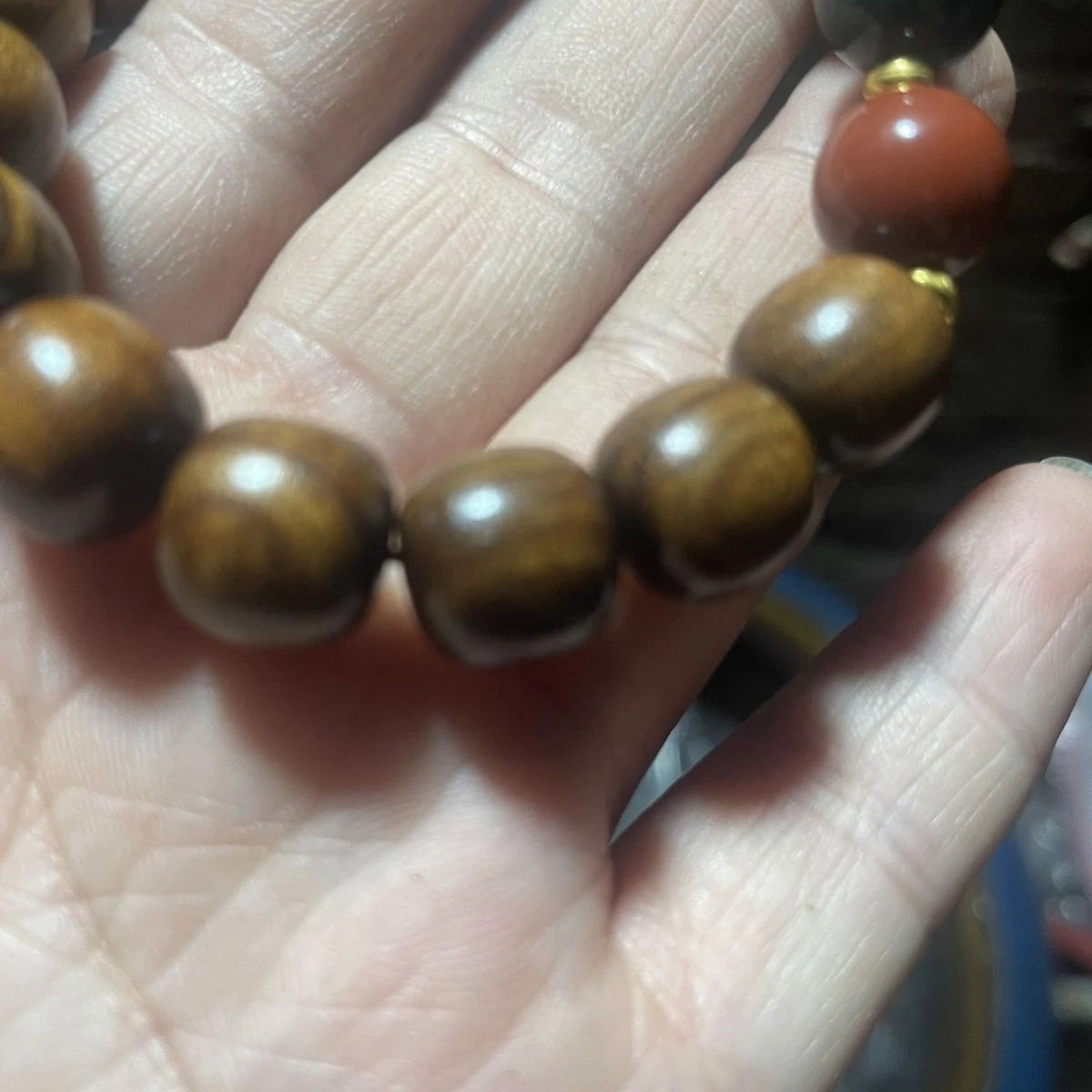 Natural Huanghauli Wood Prayer Beads  Gift Bracelet Three-color beads 07FC0E-D4 - KOEEK