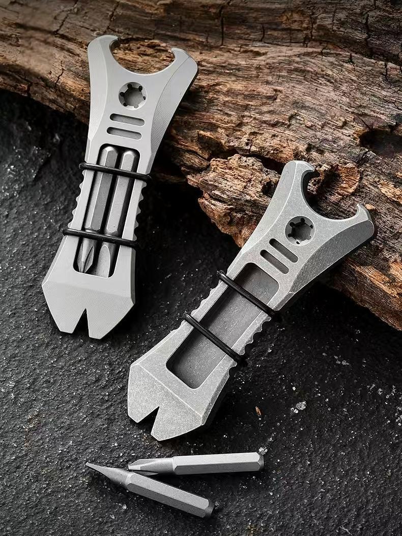 EDC Titanium Pry Bar Crowbar Bottle Opener Screwdriver Pocket Multi Tool Outdoor 07FC0E-D4 - KOEEK