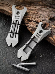 EDC Titanium Pry Bar Crowbar Bottle Opener Screwdriver Pocket Multi Tool Outdoor 07FC0E-D4 - KOEEK