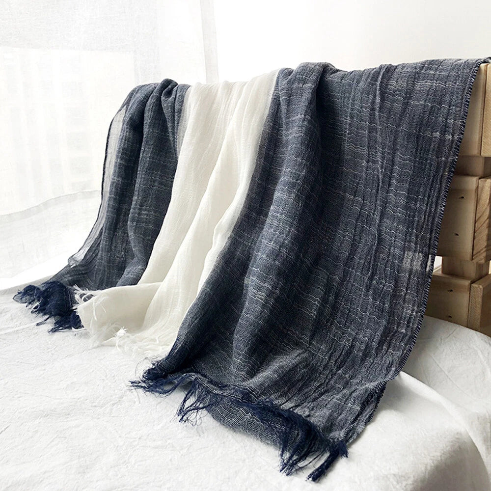 Soft Linen Cotton Scarf Shawls Muslim Large Hijab Wraps Unisex Women Men Scarves 07FC0E-D4 - KOEEK