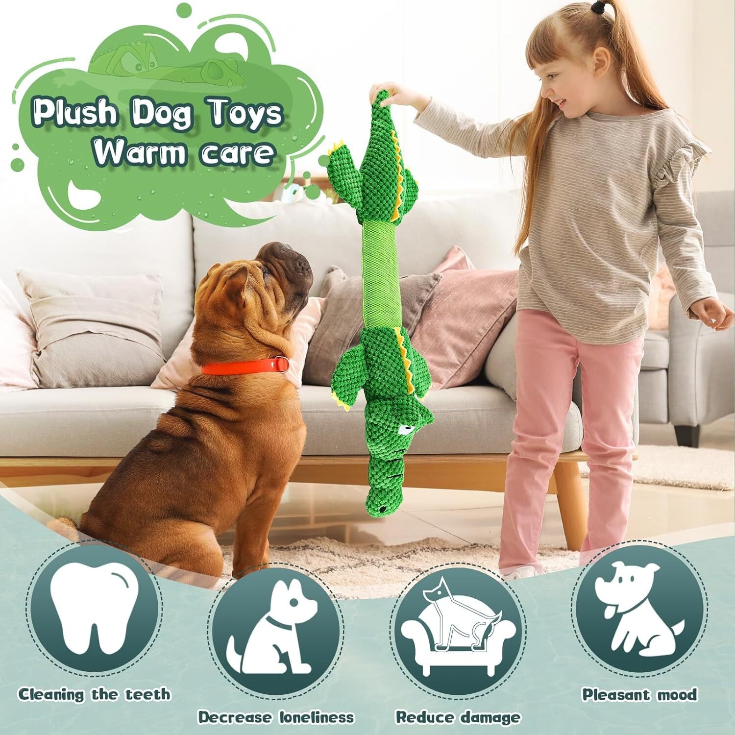 new Dog Toys for Large Dogs: Squeaky - Plush Chew Large, Green 07FC0E-D4 - KOEEK
